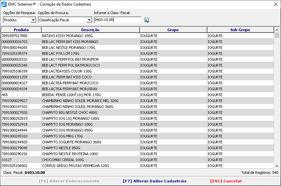 Correção de dados cadastrais