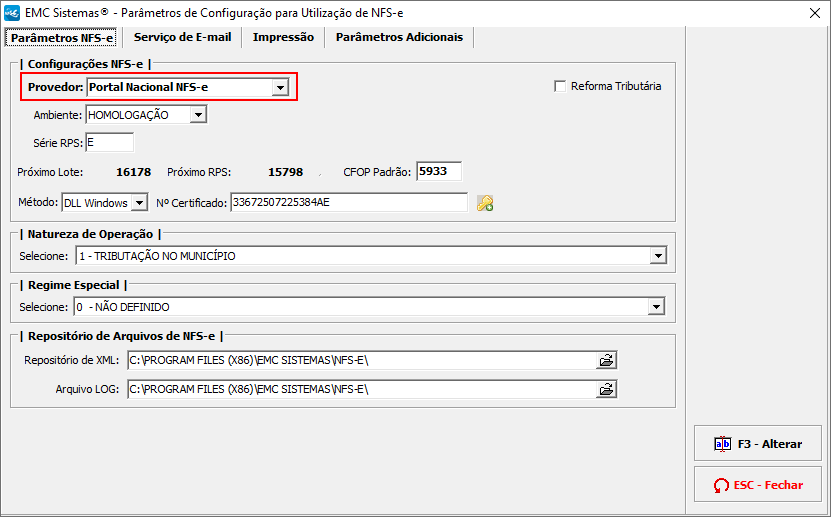 parametros nfs-e