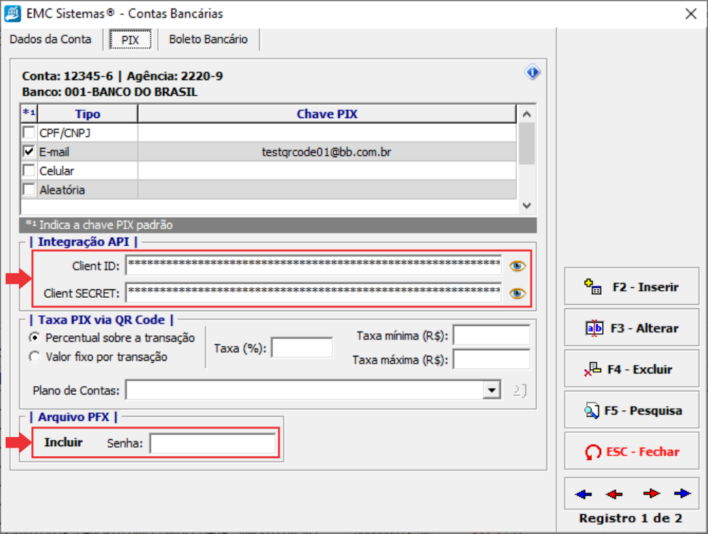 cadastro conta bancária
