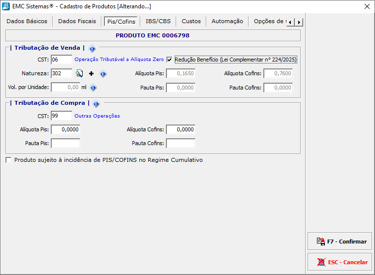 cadastro de produtos